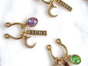 (New!) Jeweled Zodiac Charm Necklaces (12 choices)