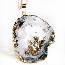 Load image into Gallery viewer, Quartz Geode Necklaces (Gold)