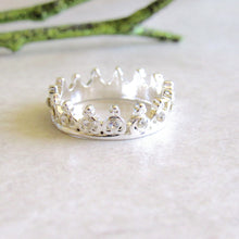 Load image into Gallery viewer, Silver Jeweled Crown Rings
