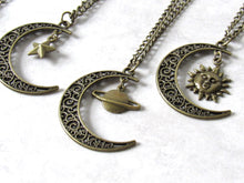 Load image into Gallery viewer, Bronze Crescent Moon Charm Necklace