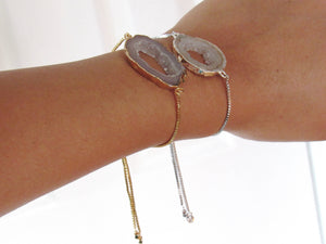 (New!) Geode Slice Bracelets (Gold or Silver)