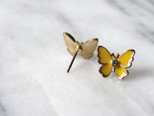 Load image into Gallery viewer, Enamel Yellow Butterfly Earrings