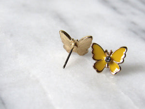 Enamel Yellow Butterfly Earrings