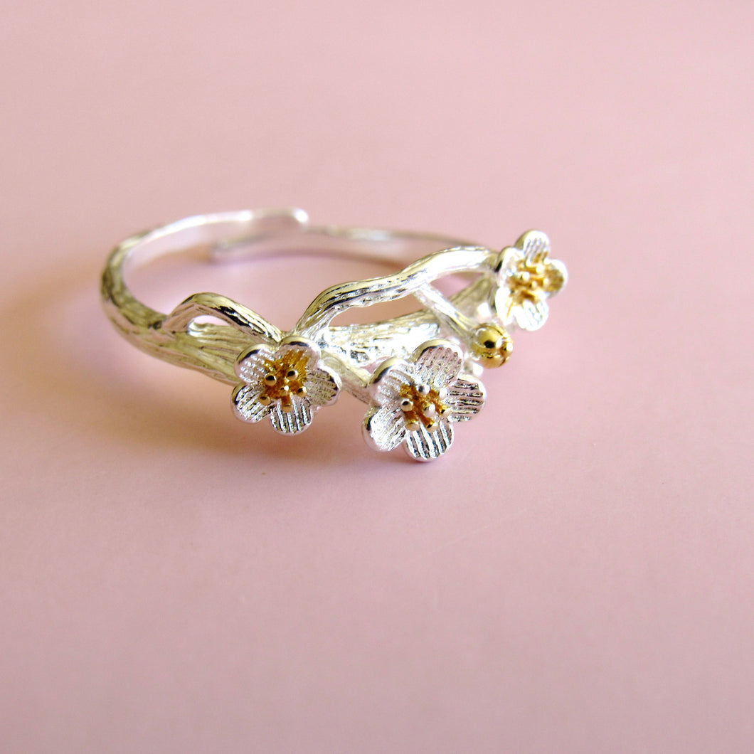 Sterling Silver Floral Branch Rings