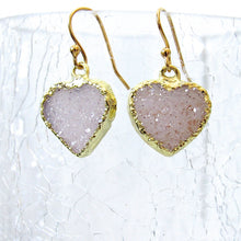 Load image into Gallery viewer, (On Sale!) Snow Druzy Heart Earrings
