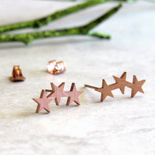 Load image into Gallery viewer, Rose Gold Triple Star Earrings