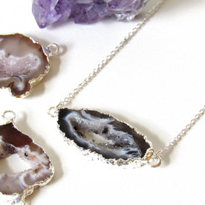 Silver Dipped Geode Slice Necklaces