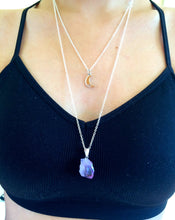 Load image into Gallery viewer, Double Layered Amethyst Point Moon Necklaces