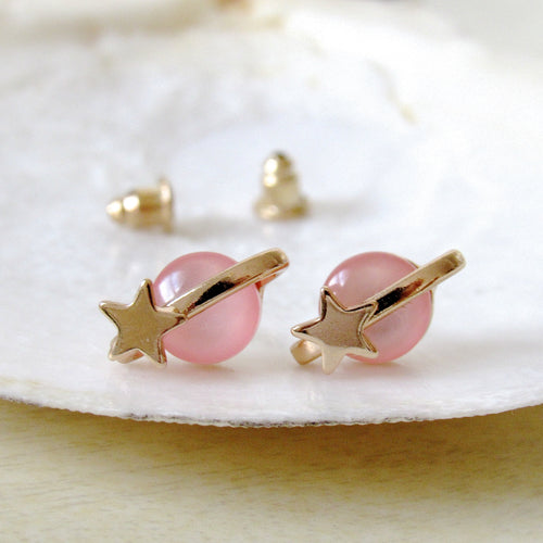 Pink Galactic Saturn Earrings