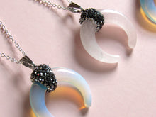 Load image into Gallery viewer, Rose Quartz Crescent Moon Necklaces