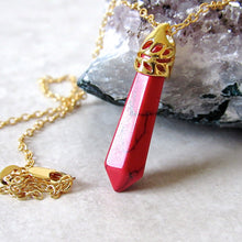 Load image into Gallery viewer, Red Veined Stone Necklaces