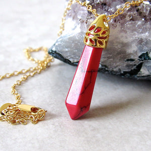 Red Veined Stone Necklaces