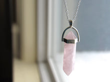 Load image into Gallery viewer, Silver Rose Quartz Necklaces