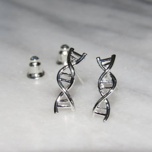 Silver DNA Molecule Earrings