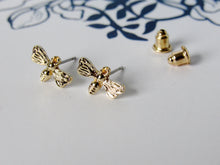 Load image into Gallery viewer, (On Sale!) Tiny Gold Female Bee Earrings