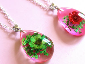 (On Sale!) Pretty in Pink Real Flower Necklaces