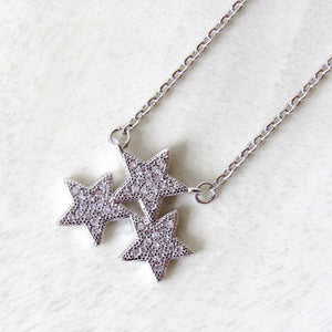 Silver Star Cluster Necklaces