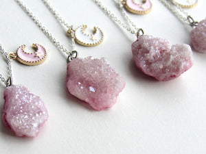 Celestial Pink Druzy Necklaces