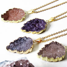 Load image into Gallery viewer, Golden Leaf Druzy Necklaces