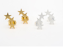 Load image into Gallery viewer, Gold Triple Star Earrings