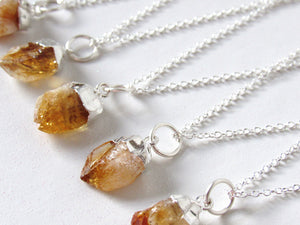 Silver Dipped Citrine Point Necklaces