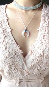 Rose Quartz Crescent Moon Necklaces