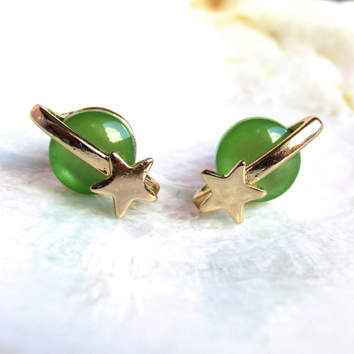 (New!) Galactic Saturn Earrings (Green)