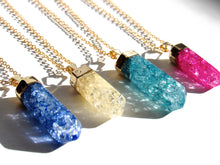 Load image into Gallery viewer, Teal Cracked Quartz Point Necklaces