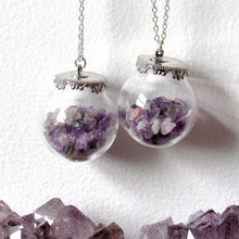 Load image into Gallery viewer, Amethyst Chip Globe Necklaces