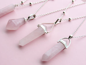 Silver Rose Quartz Necklaces