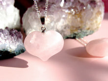 Load image into Gallery viewer, Blushing Rose Quartz Heart Necklaces
