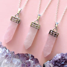 Load image into Gallery viewer, Silver Crowned Rose Quartz Necklaces