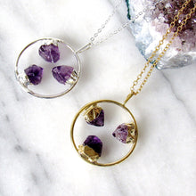 Load image into Gallery viewer, Triple Amethyst Point Hoop Necklaces