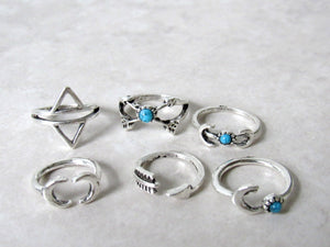 (On Sale!) Arrow and Moon Ring Set (6pc)