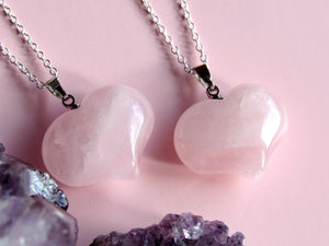 Blushing Rose Quartz Heart Necklaces