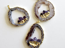 Load image into Gallery viewer, Golden Amethyst Geode Necklaces