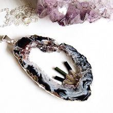 Load image into Gallery viewer, Tourmaline Geode Necklaces (Silver)