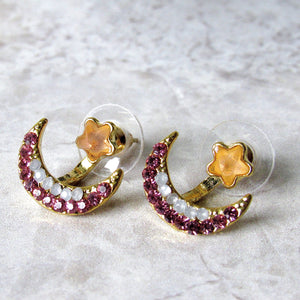(On Sale!) Crescent Moon Earrings (Pink)