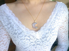 Load image into Gallery viewer, Gold Crescent Moon Amethyst Slice Necklaces