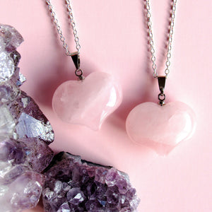 Blushing Rose Quartz Heart Necklaces