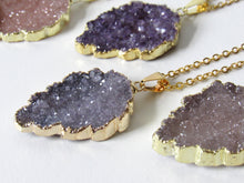 Load image into Gallery viewer, Golden Leaf Druzy Necklaces