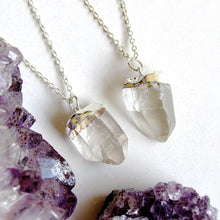 Load image into Gallery viewer, Petite Silver Quartz Point Necklaces