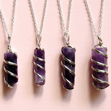 Load image into Gallery viewer, Silver Spun Amethyst Necklaces