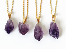 Load image into Gallery viewer, Gold Amethyst Point Necklaces
