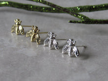 Load image into Gallery viewer, Tiny Silver Bee Earrings
