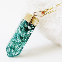 Load image into Gallery viewer, Teal Cracked Quartz Point Necklaces