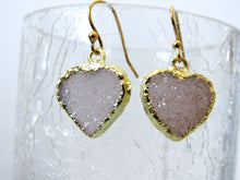 Load image into Gallery viewer, (On Sale!) Snow Druzy Heart Earrings