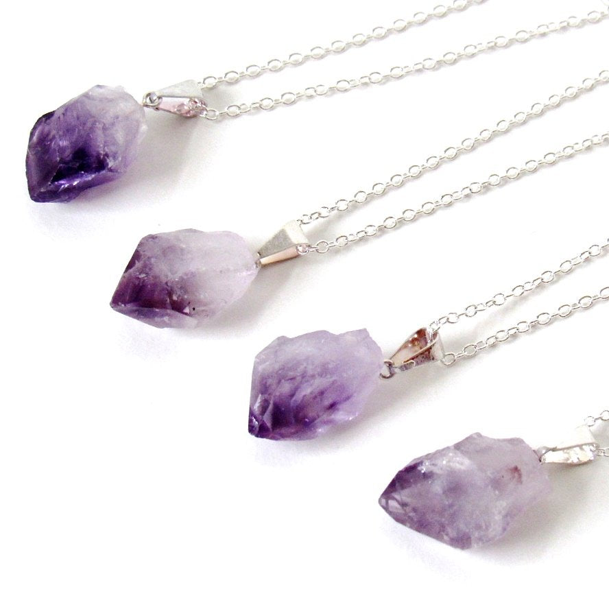 Silver Amethyst Point Necklaces
