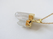 Load image into Gallery viewer, Double Gold Quartz Point Necklaces