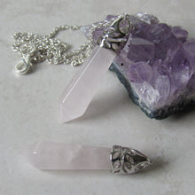Load image into Gallery viewer, Silver Rose Quartz Necklaces